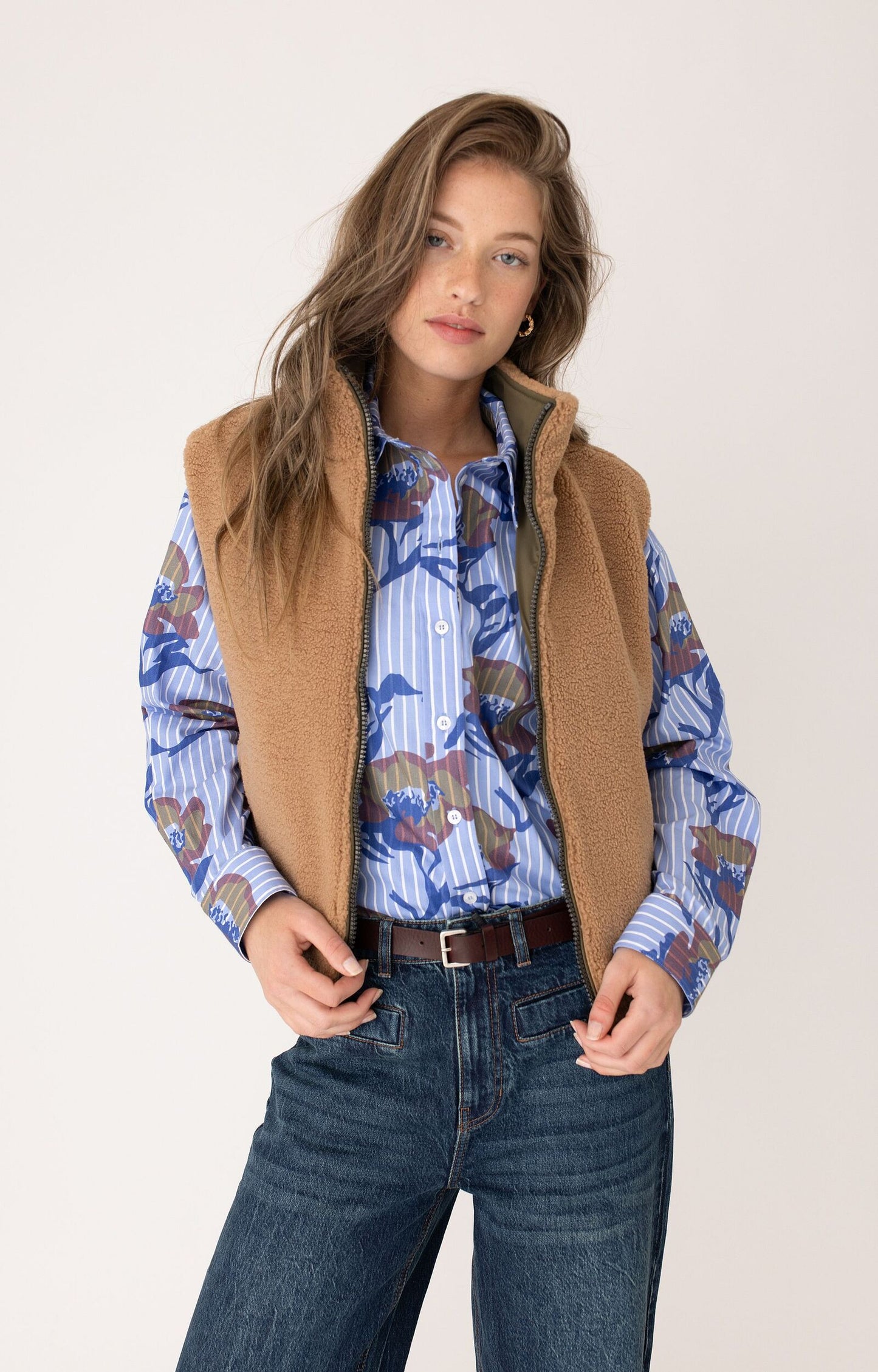 ANNA BLUE BODYWARMER FLINT CAMEL