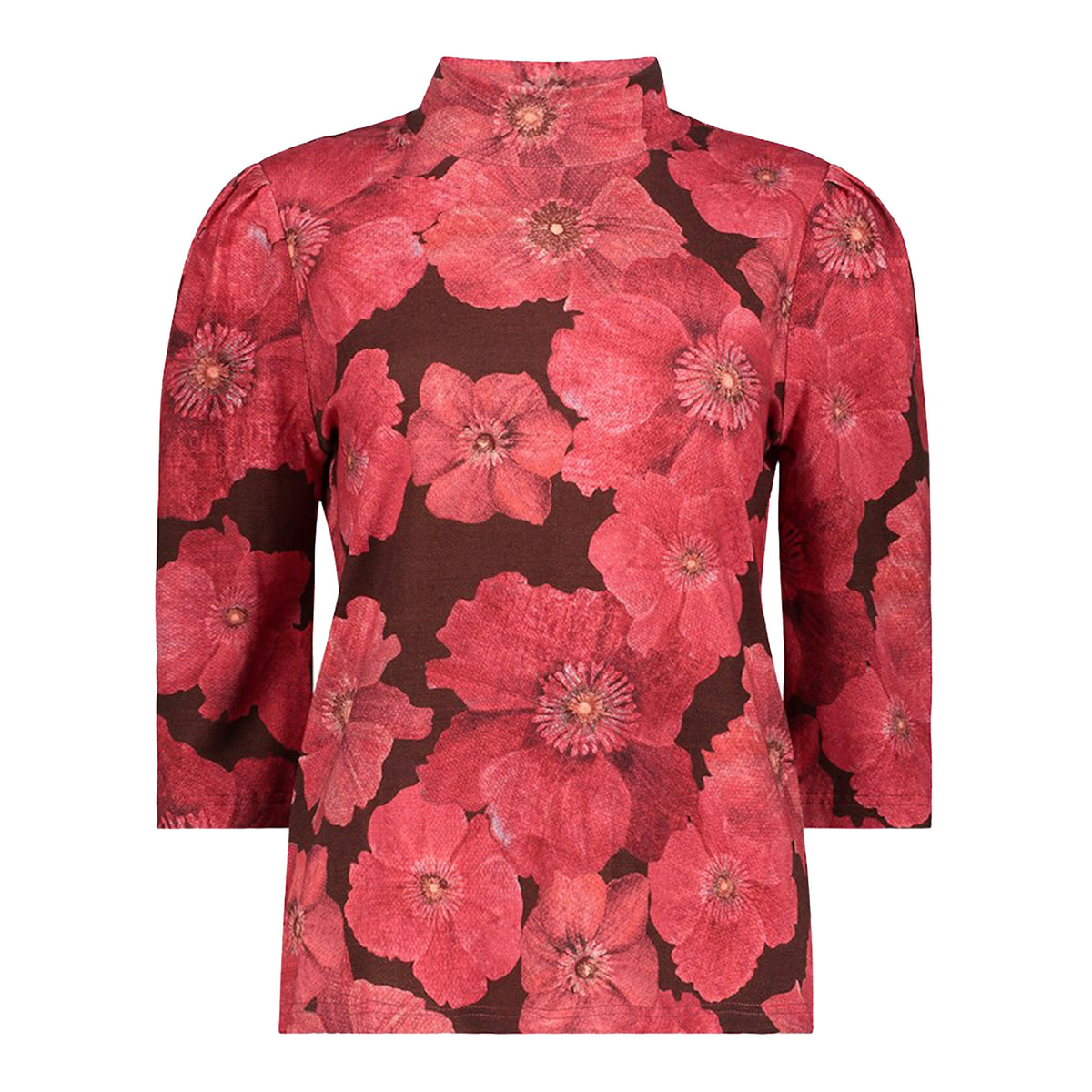 GEISHA TOP MET BLOEMENPRINT BROWN/RED