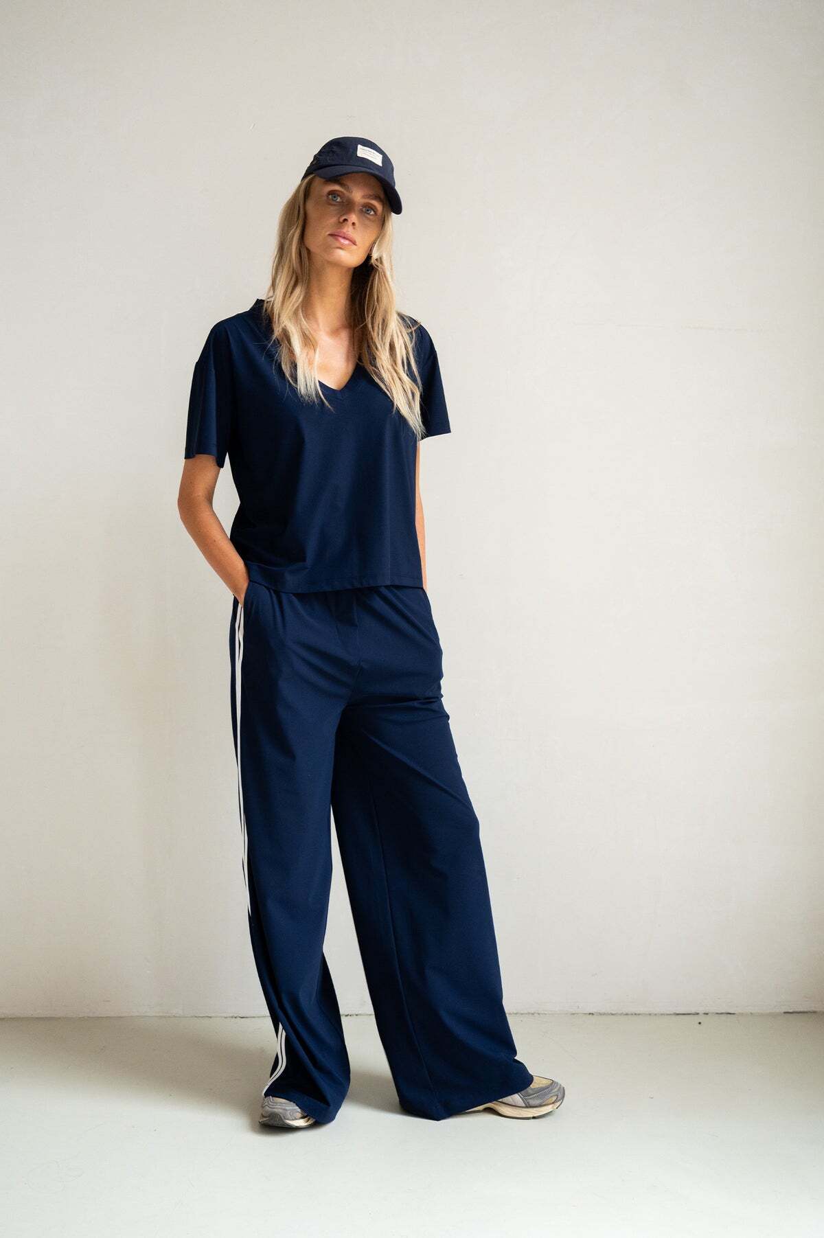 PENN&INK BROEK STRIPE NIGHT/WHITE