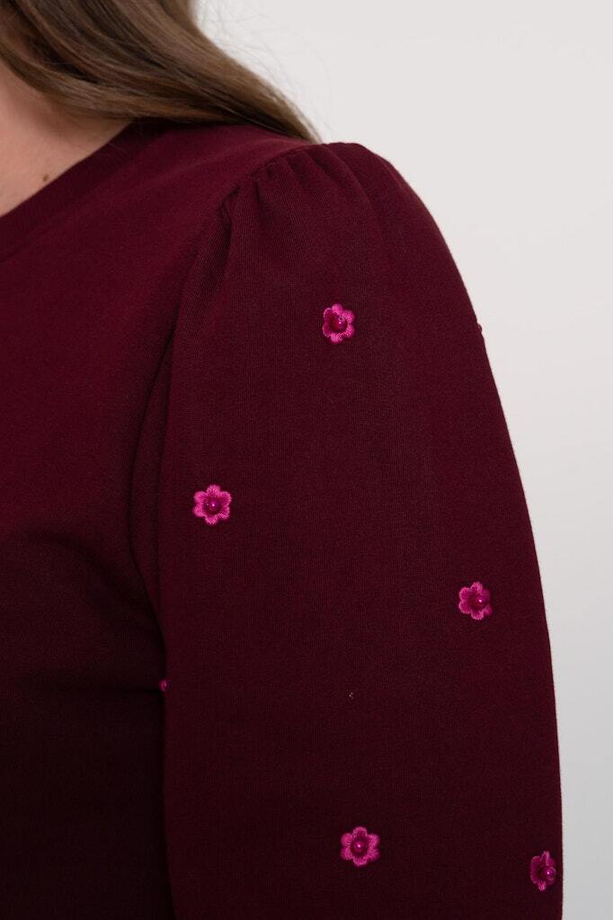 GEISHA SWEATER PARELDETAILS PORT/PINK