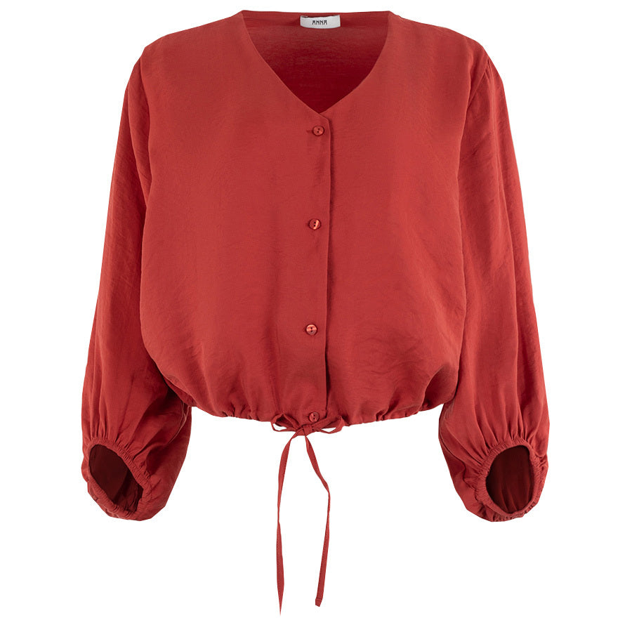 ANNA BLOUSE V-HALS BRICK
