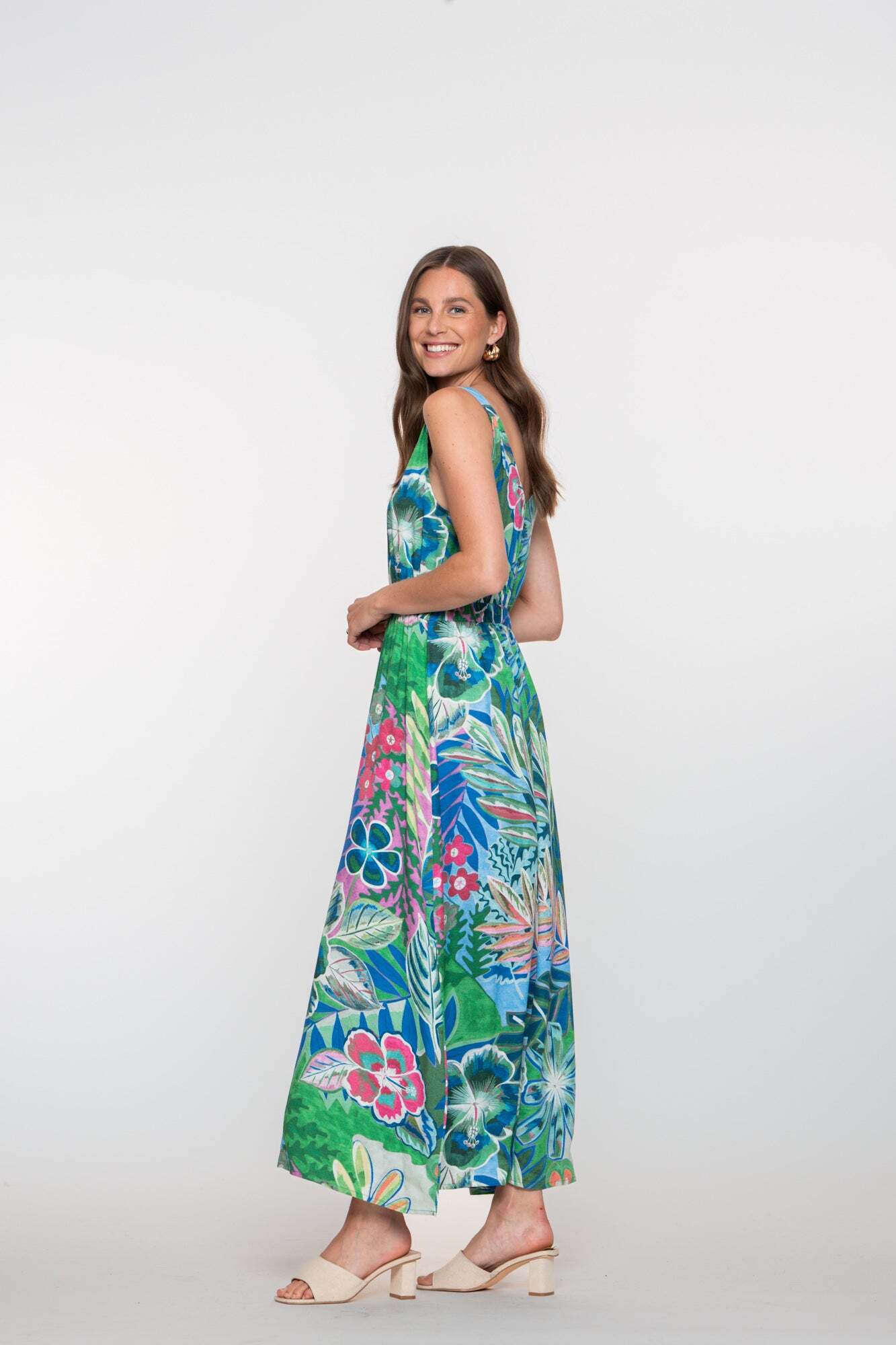 GEISHA JURK BOTANISCHE PRINT BLAUW/GROEN