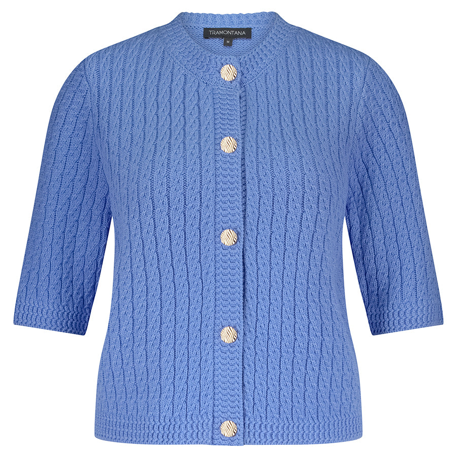 TRAMONTANA VEST CABLE STITCH CORNFLOWER