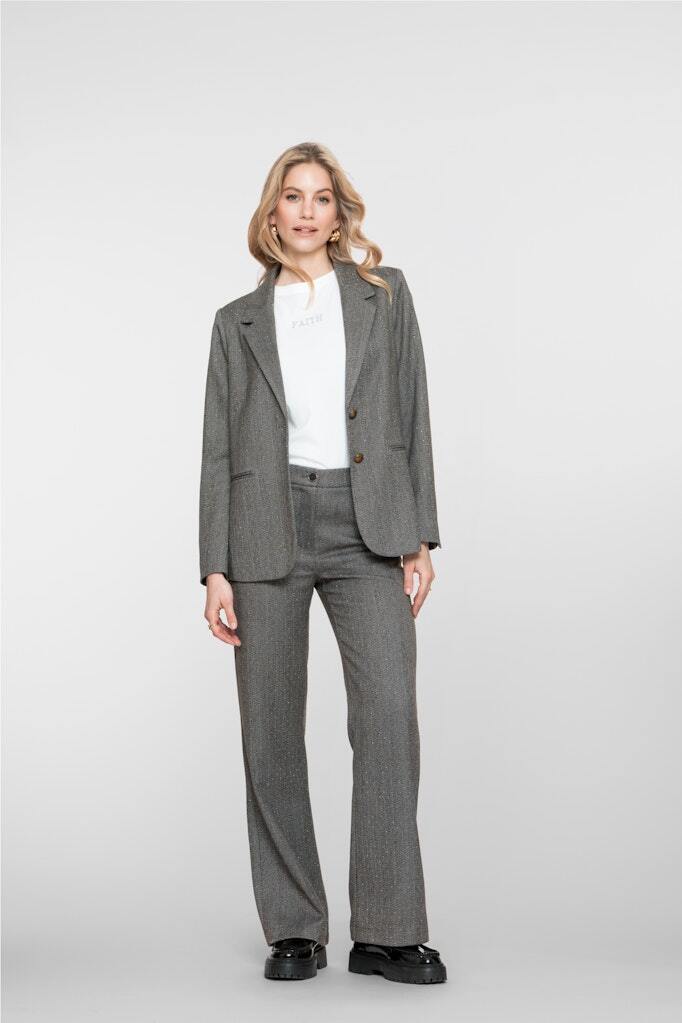 GEISHA BROEK HERRINGBONE ANTHRACITE STONES
