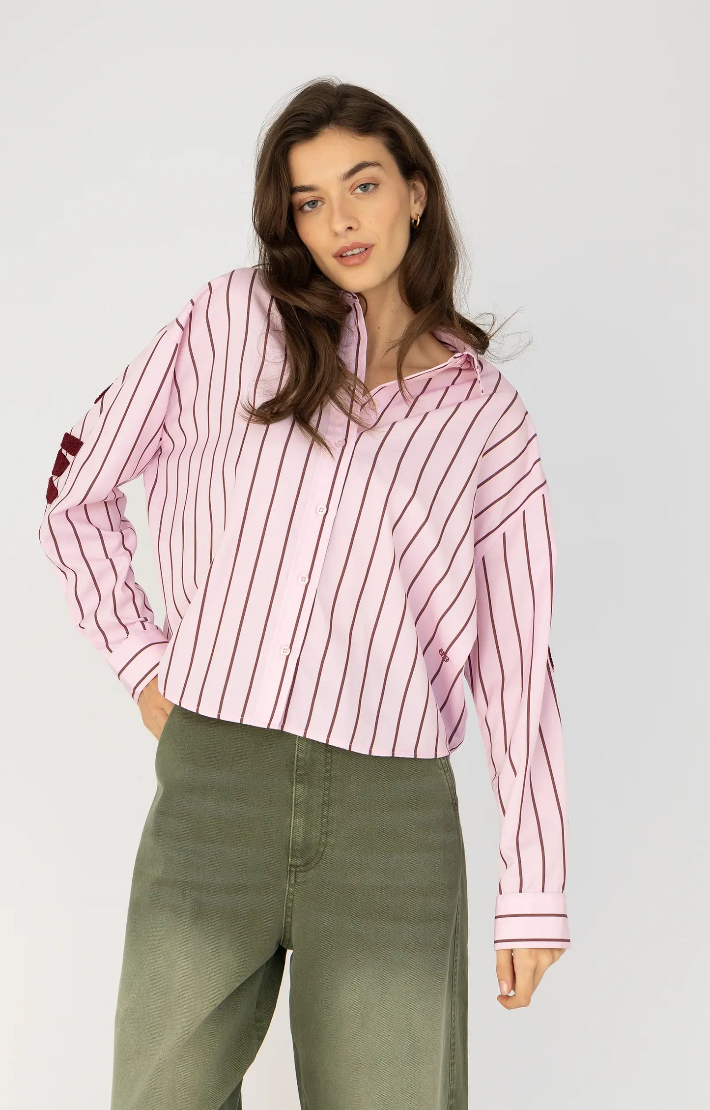 ANNA BLUE BLOUSE SAMMY PINK STRIPE