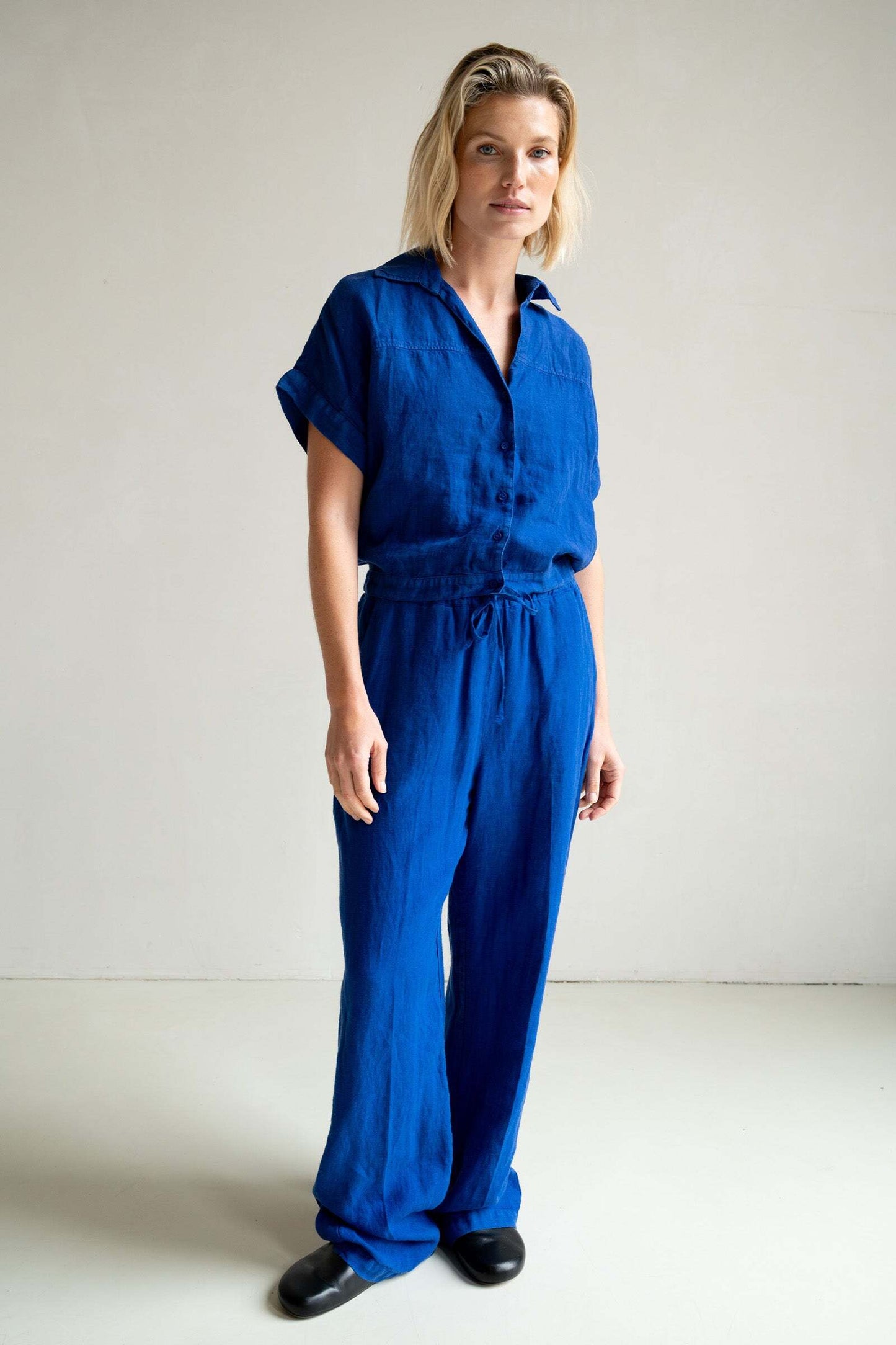 PENN&INK BROEK LINEN ROYAL BLUE