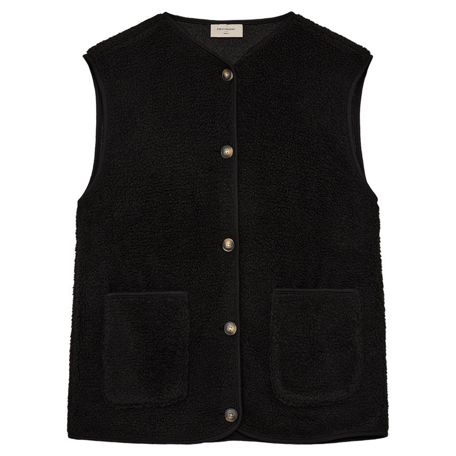 FREEQUENT BODYWARMER TEDDY BLACK