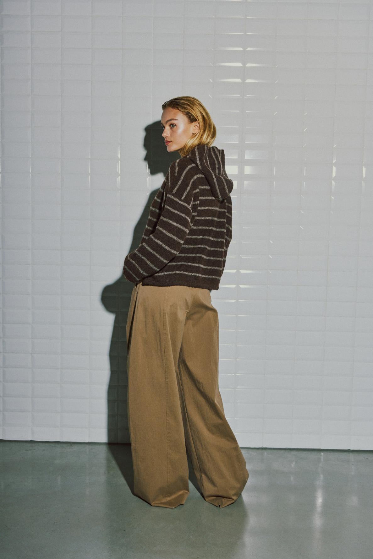 WITHBLACK VEST LIZA HOODED BROWN MELANGE STRIPE