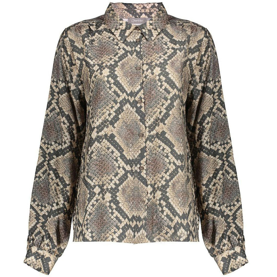GEISHA BLOUSE SNAKE PRINT BLACK/SAND
