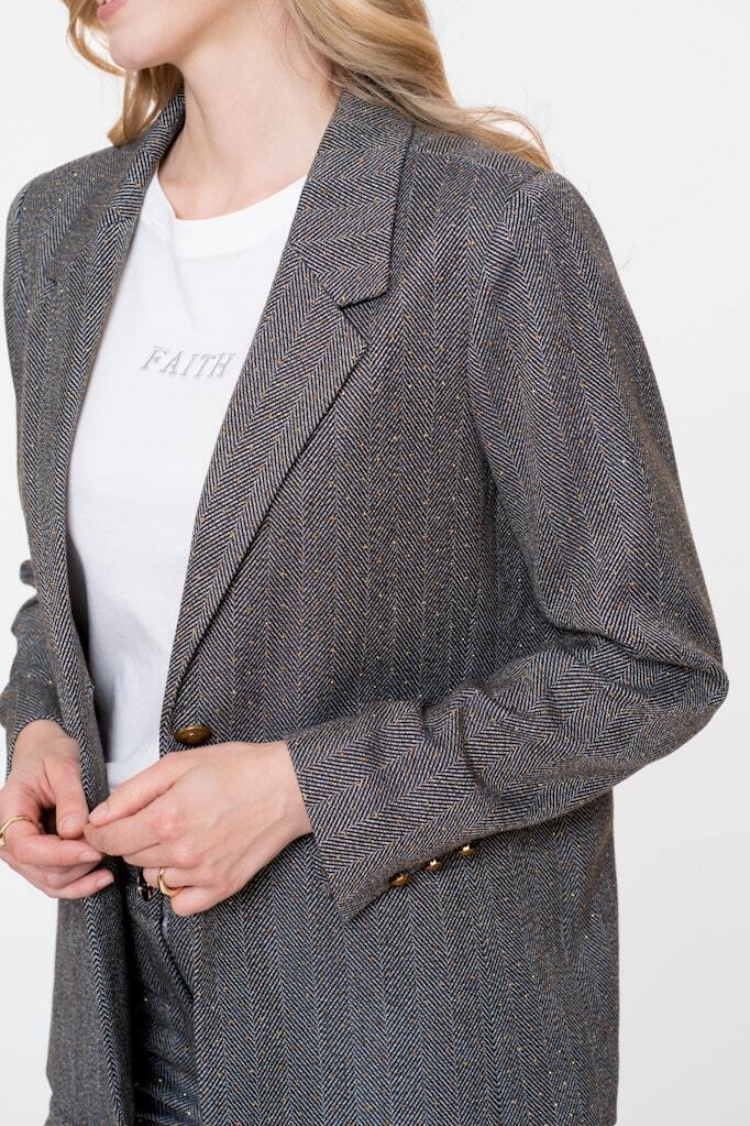 GEISHA BLAZER HERRINGBONE ANTHRACITE STONES