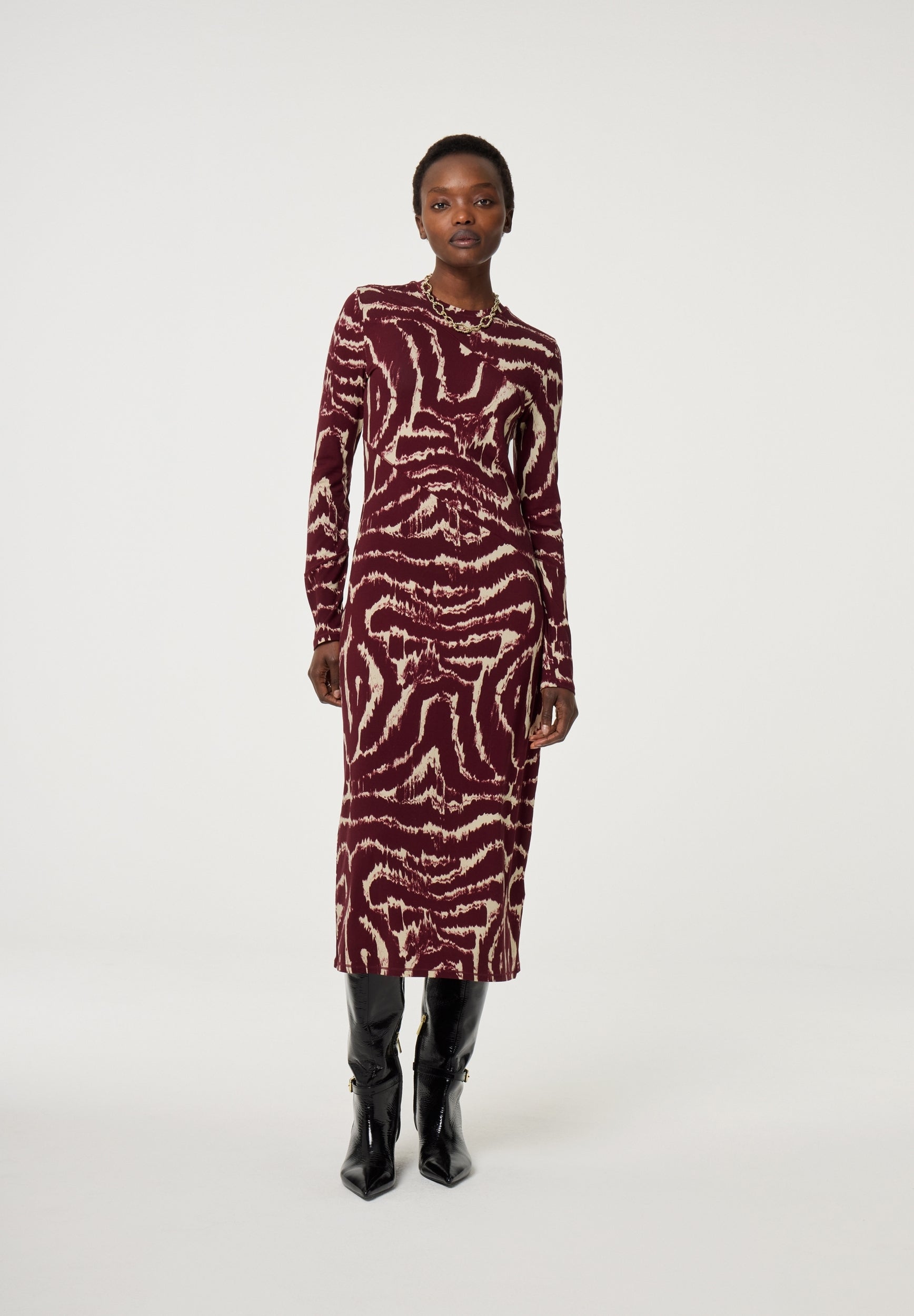 FABIENNE CHAPOT JURK QUINT DEEP BURGUNDY/CREAM