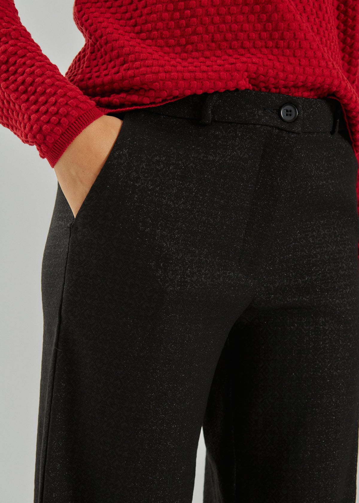 FREEQUENT BROEK SOLVEJ BLACK/BLACK METALLIC