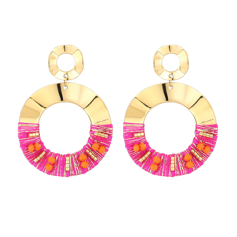 SUNSET OORBELLEN BEADS GOLD/PINK