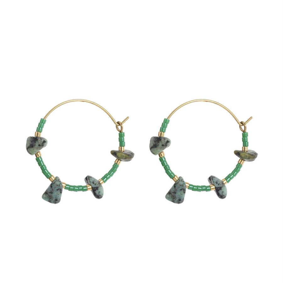 JF BLOSSOM OORBELLEN SMALL HOOPS BEADS GREEN