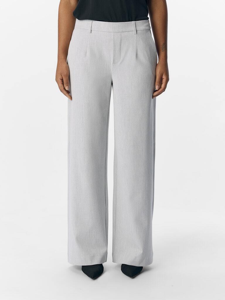 OBJECT BROEK LISA WIDE LIGHT GREY MELANGE