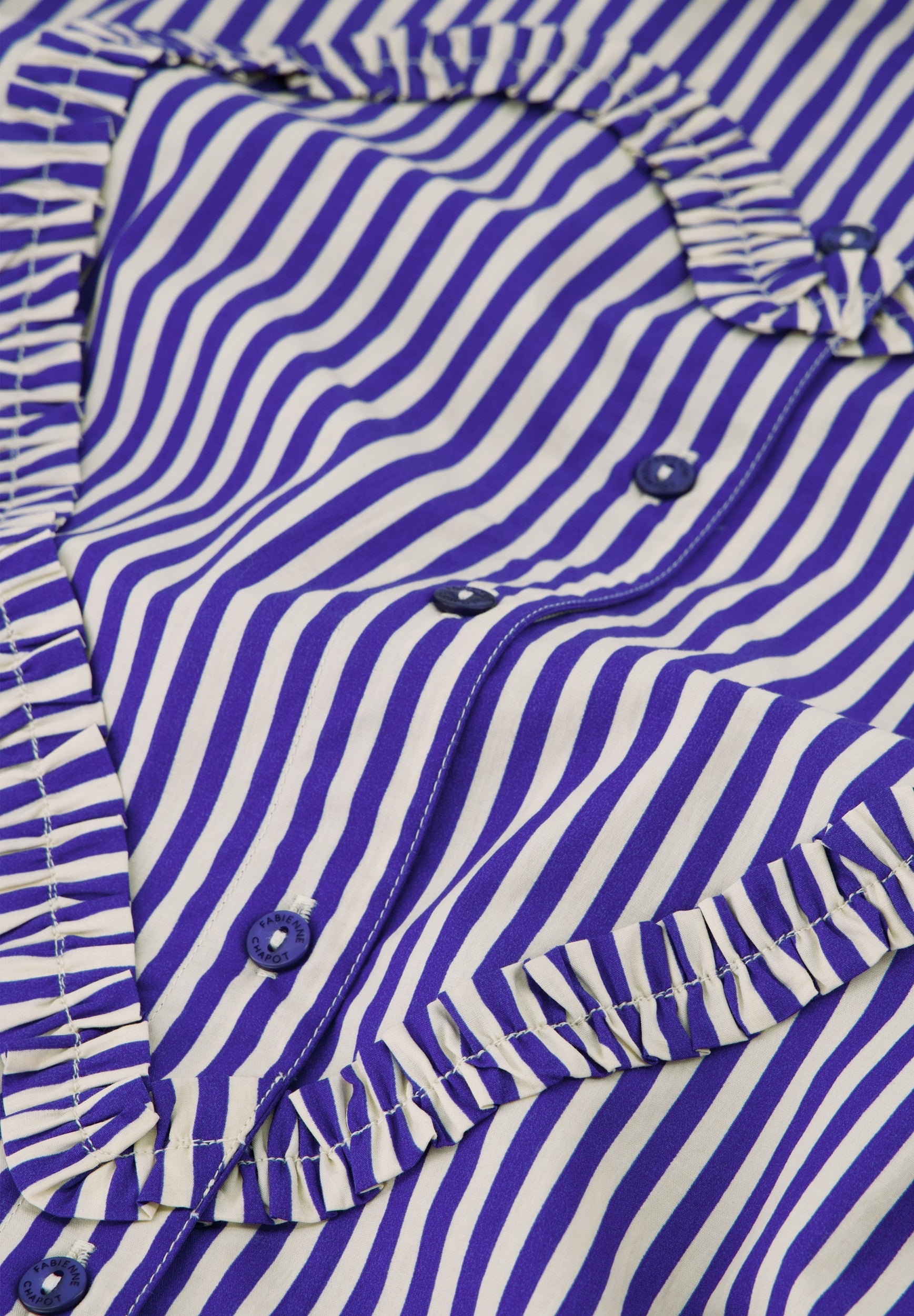 FABIENNE CHAPOT BLOUSE ALEX HEART COSY WHITE/ROYAL COBALT