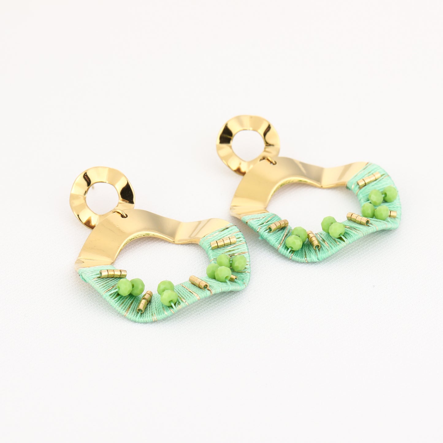 SUNSET OORBELLEN BEADS GOLD/GREEN