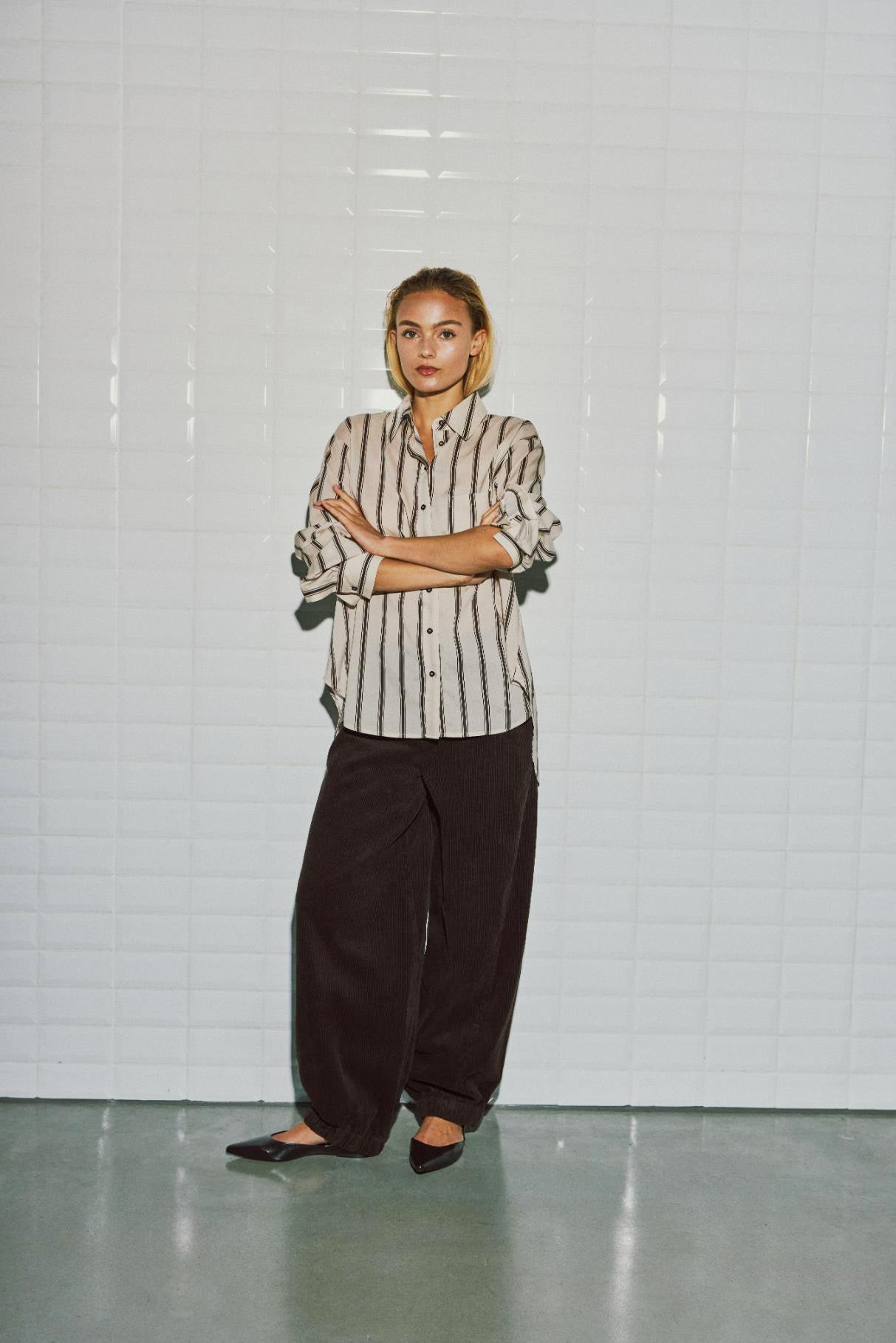 WITHBLACK BLOUSE RHIANNA JAPANESE PEARL STRIPE