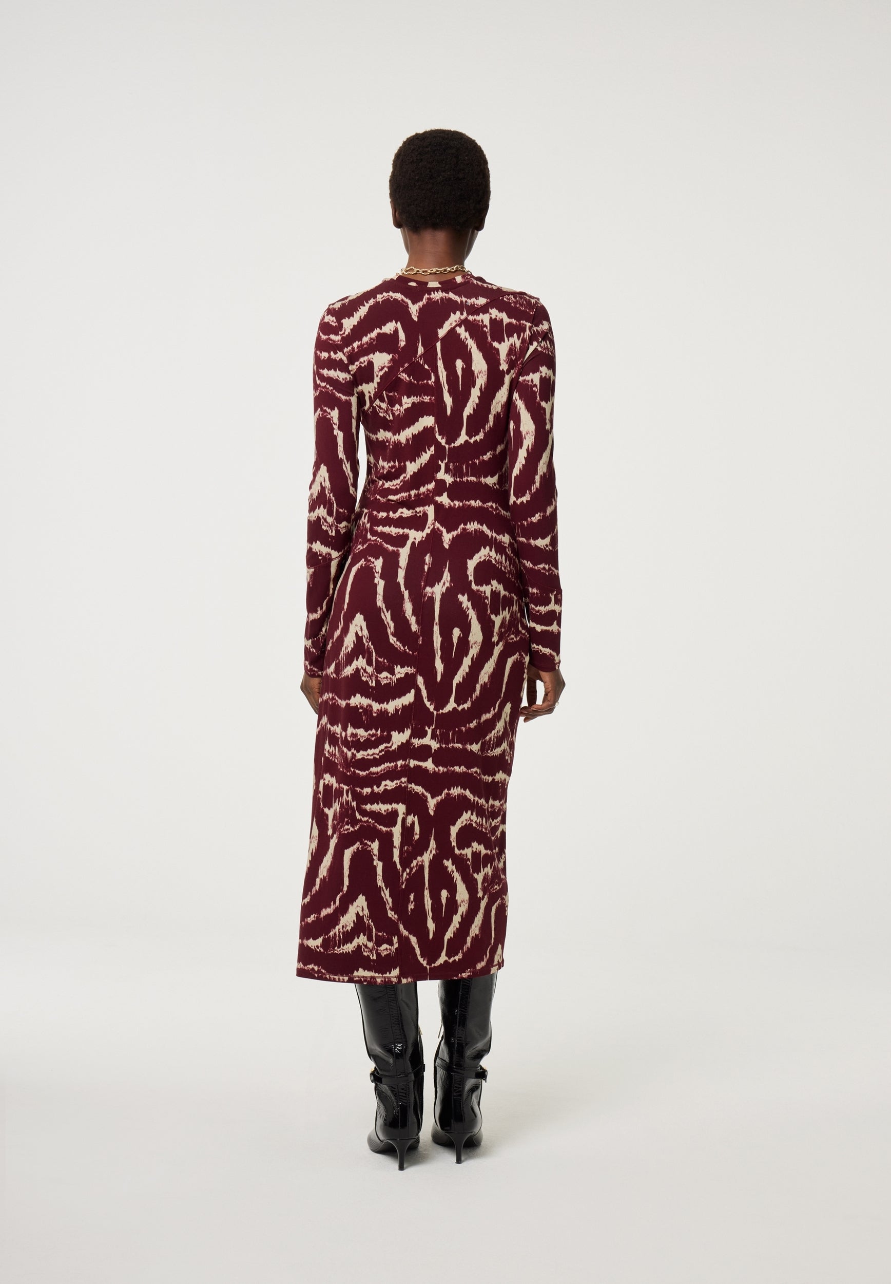 FABIENNE CHAPOT JURK QUINT DEEP BURGUNDY/CREAM