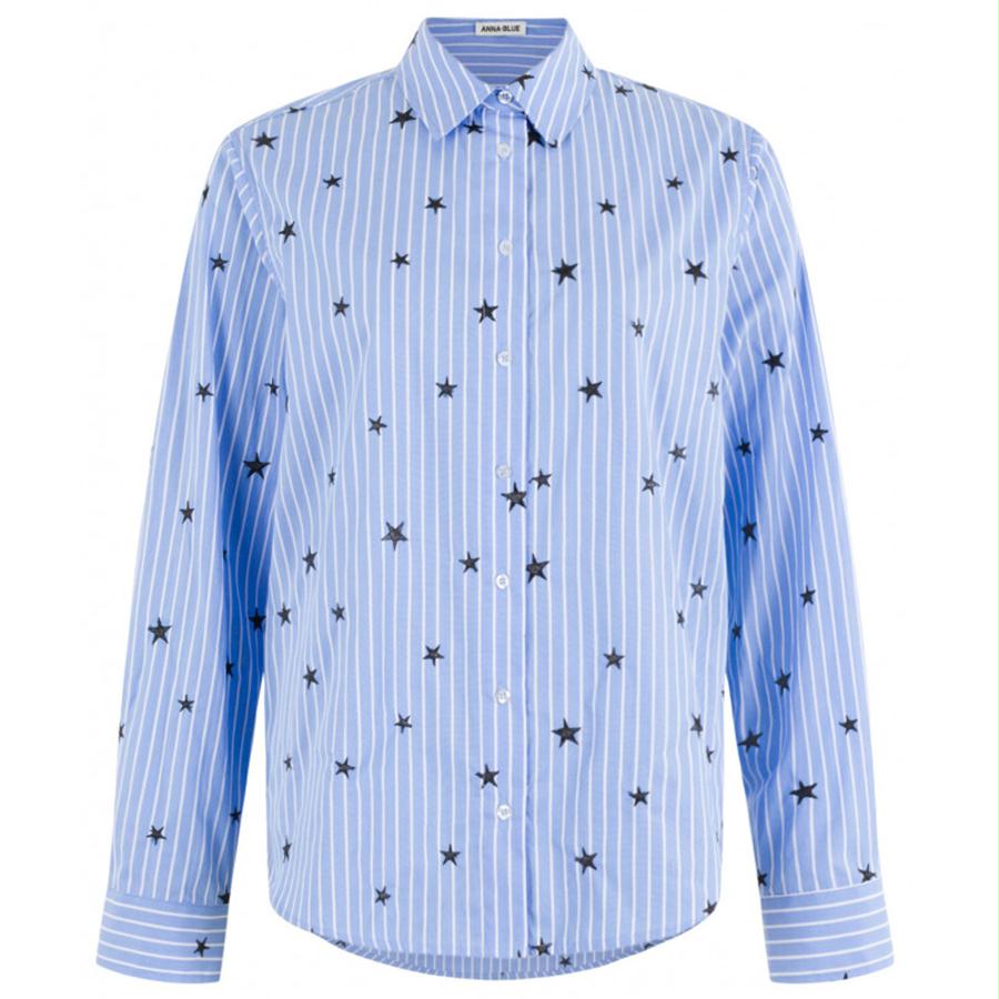 ANNA BLUE BLOUSE LAUREEN EMBROIDERY LIGHT BLUE