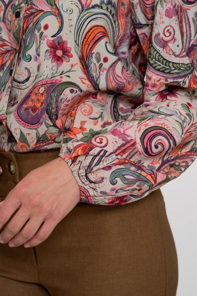 GEISHA BLOUSE BLOEMENPRINT BEIGE/SOFT PINK