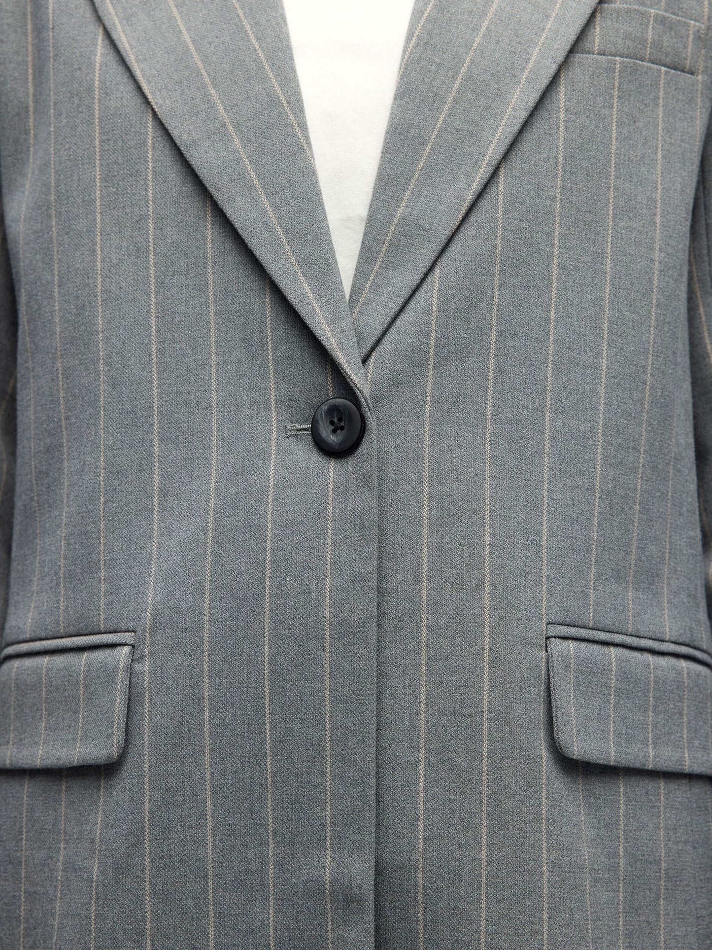 OBJECT BLAZER LISA MEDIUM GREY MELANGE/HUMUS PINSTRIPE