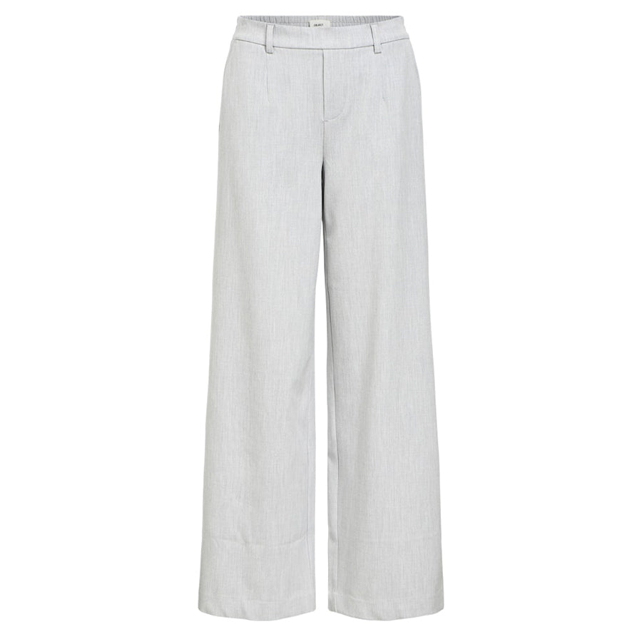 OBJECT BROEK LISA WIDE LIGHT GREY MELANGE