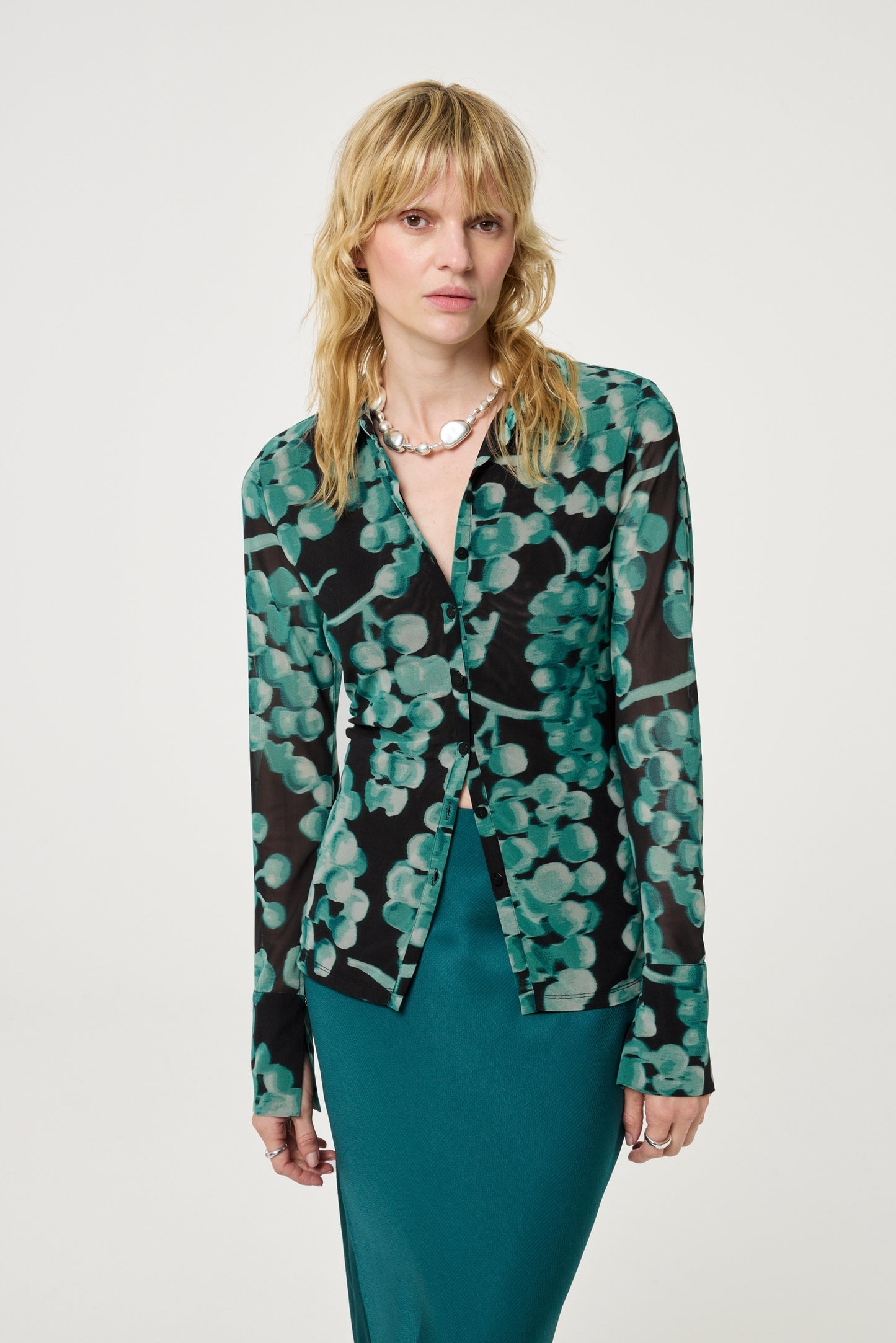 FABIENNE CHAPOT BLOUSE KEVIS BLACK/MINT GREEN