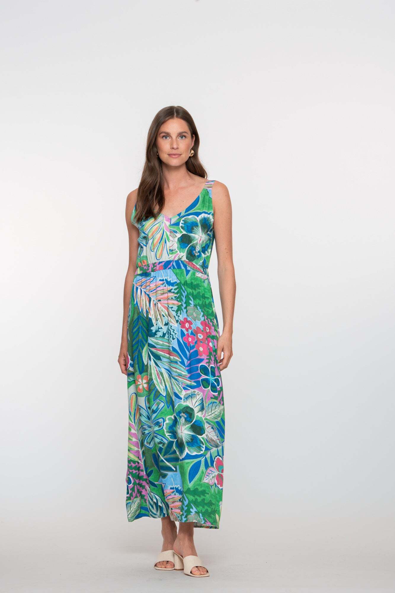 GEISHA JURK BOTANISCHE PRINT BLAUW/GROEN