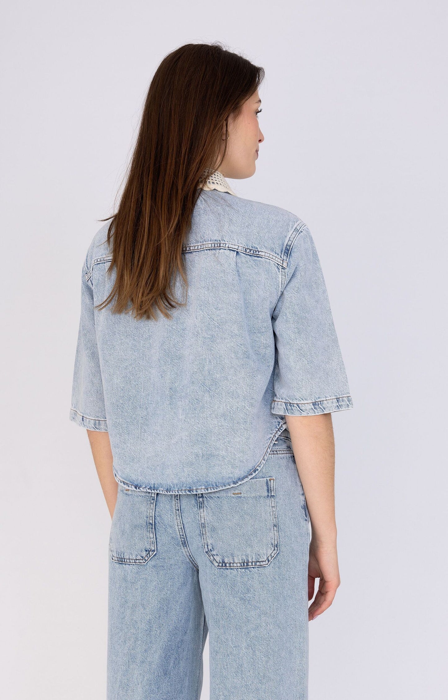 ANNA BLUE JACK SHORTY DENIM SOLID