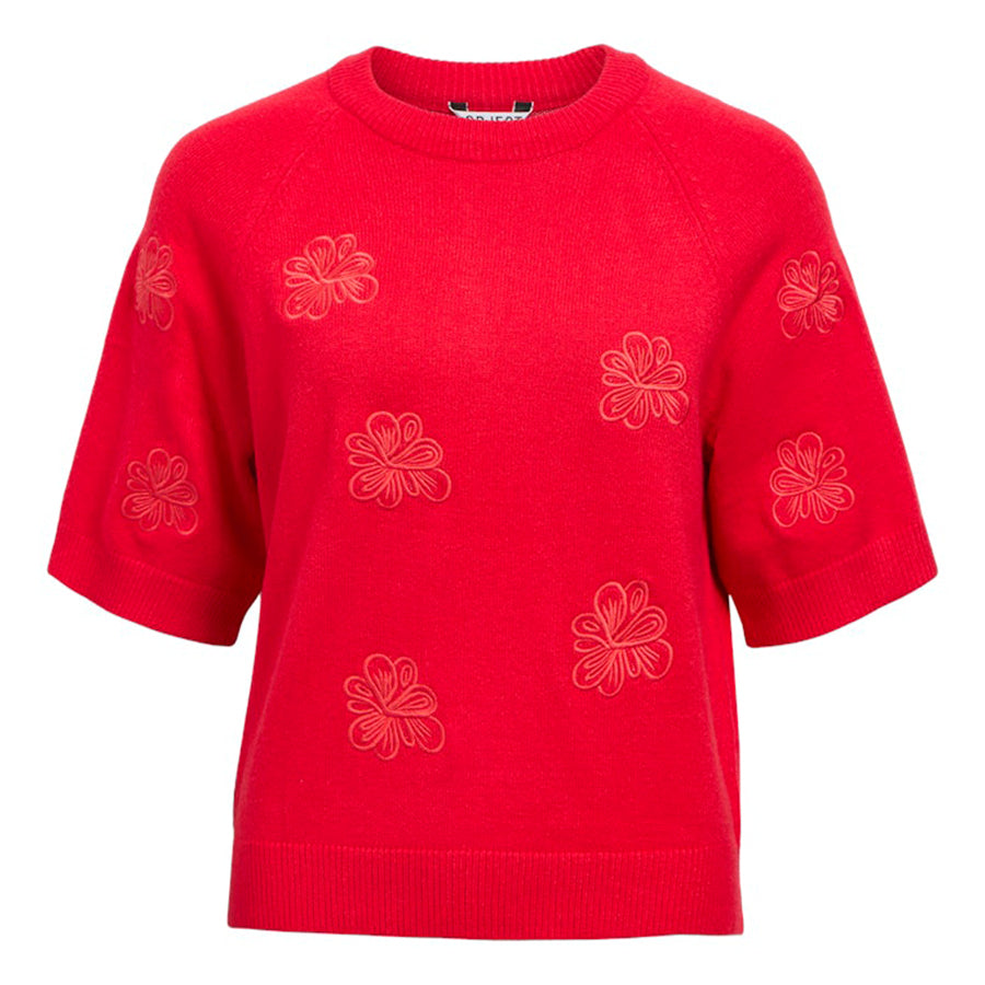 OBJECT TOP LANEY BARBADOS CHERRY/EMB DETAILED FLOWER