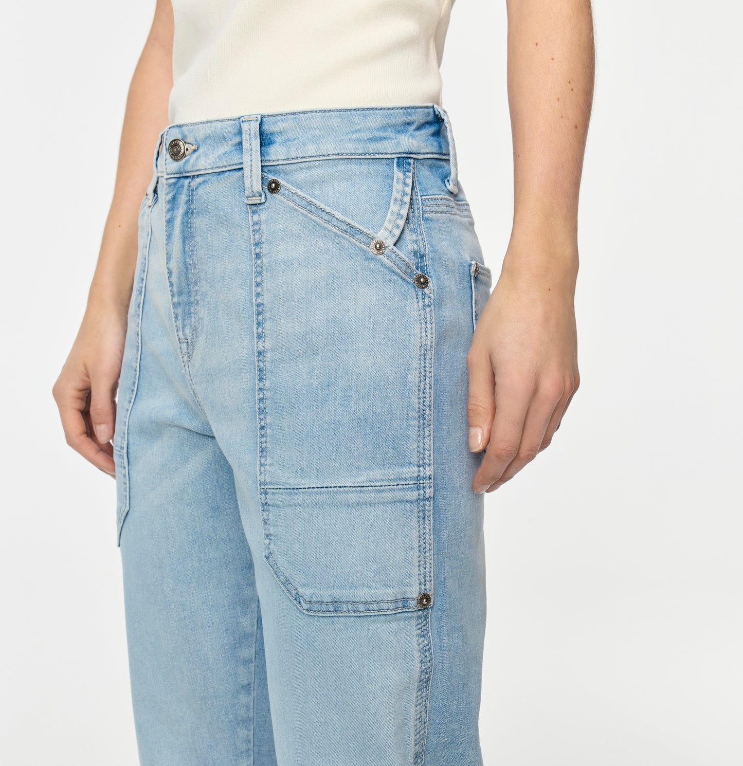 MAC JEANS IOWA BAGGY HIGH-LOW BLEACHED