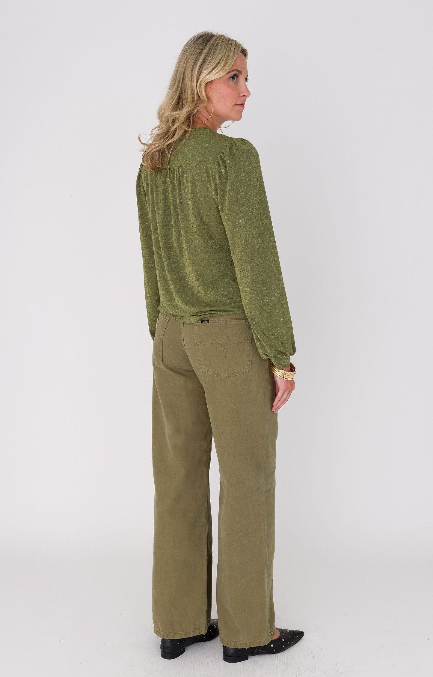 ANNA BLOUSE LUREX OLIVE GREEN