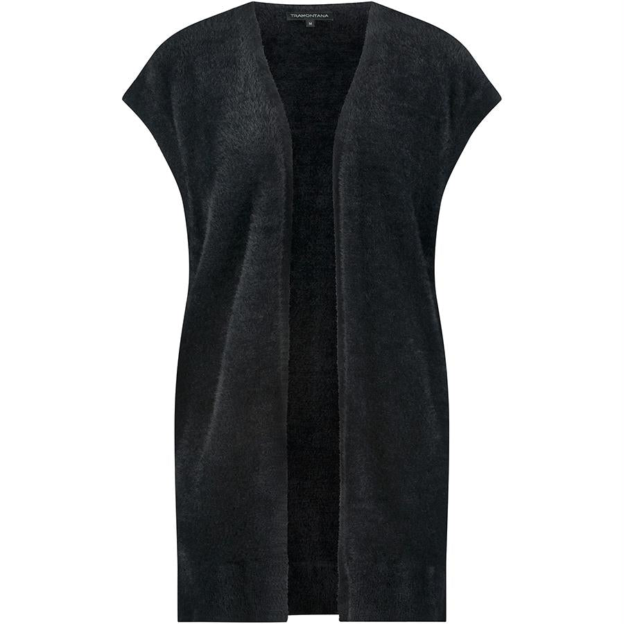 TRAMONTANA VEST HAIRY YARN BLACK