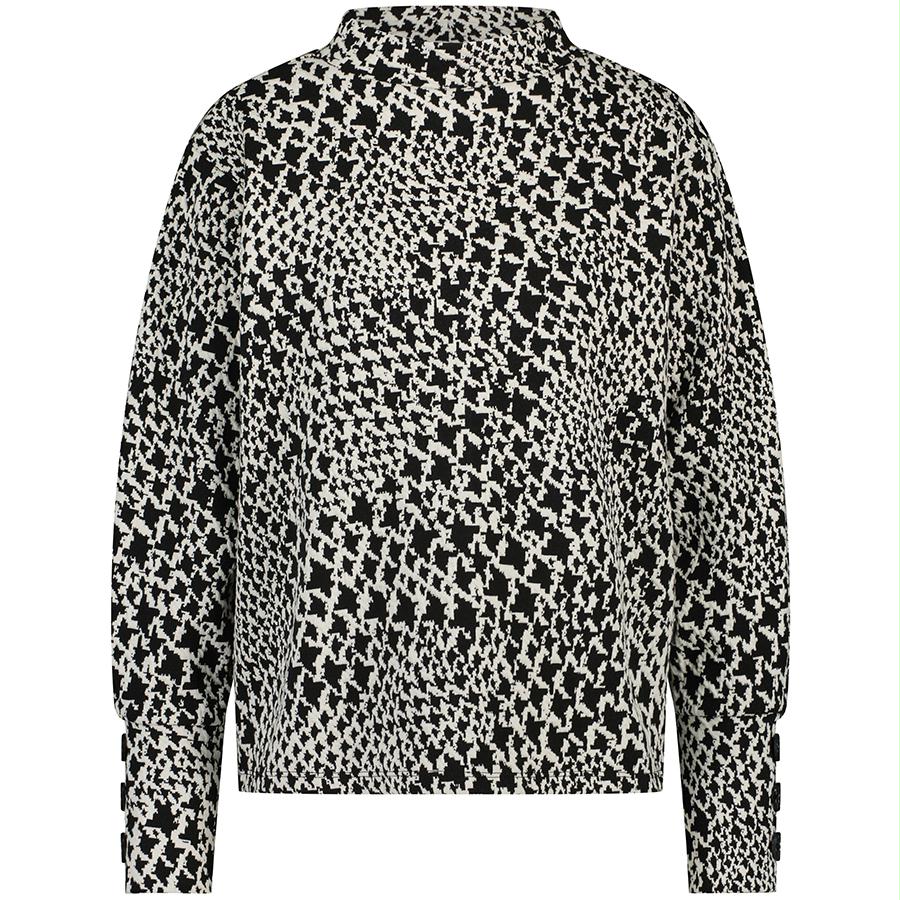 TRAMONTANA SWEATER HIGH COLLAR PRINT BLACK
