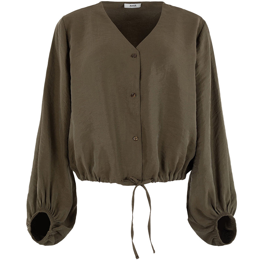 ANNA BLOUSE MET TREKKOORD KAKI