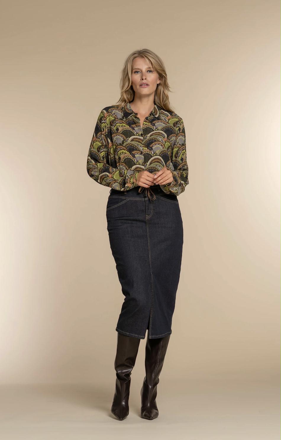 GEISHA ROK DENIM MIDI DARK BLUE DENIM