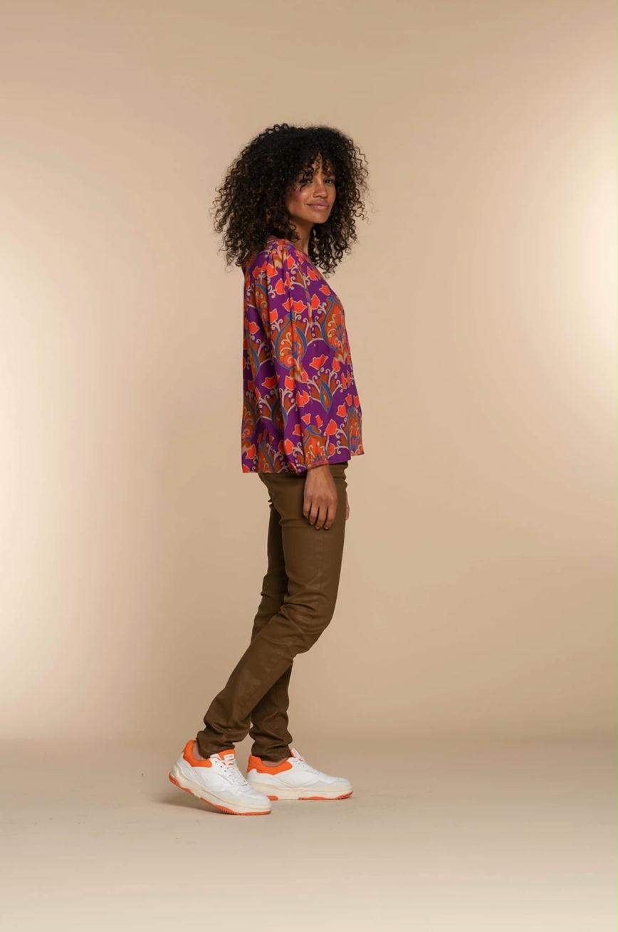 GEISHA TOP KLEURRIJK PURPLE/HOT CORAL