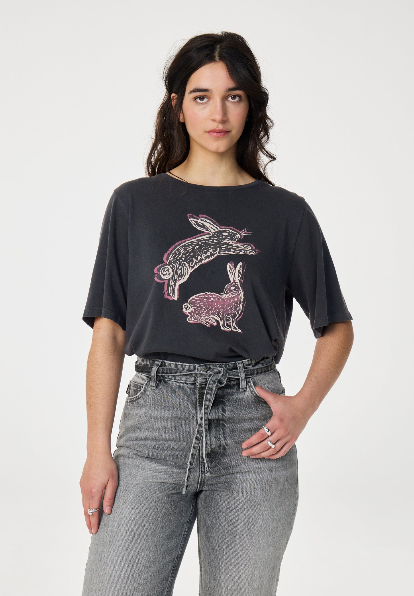 FABIENNE CHAPOT T-SHIRT FAY RABBIT DARK ANTRACITE
