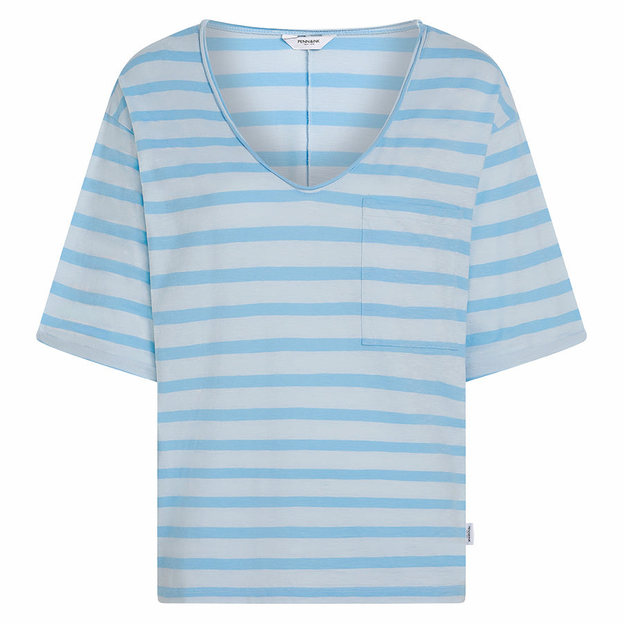 PENN&INK T-SHIRT STRIPE SKYRIDER/CIEL