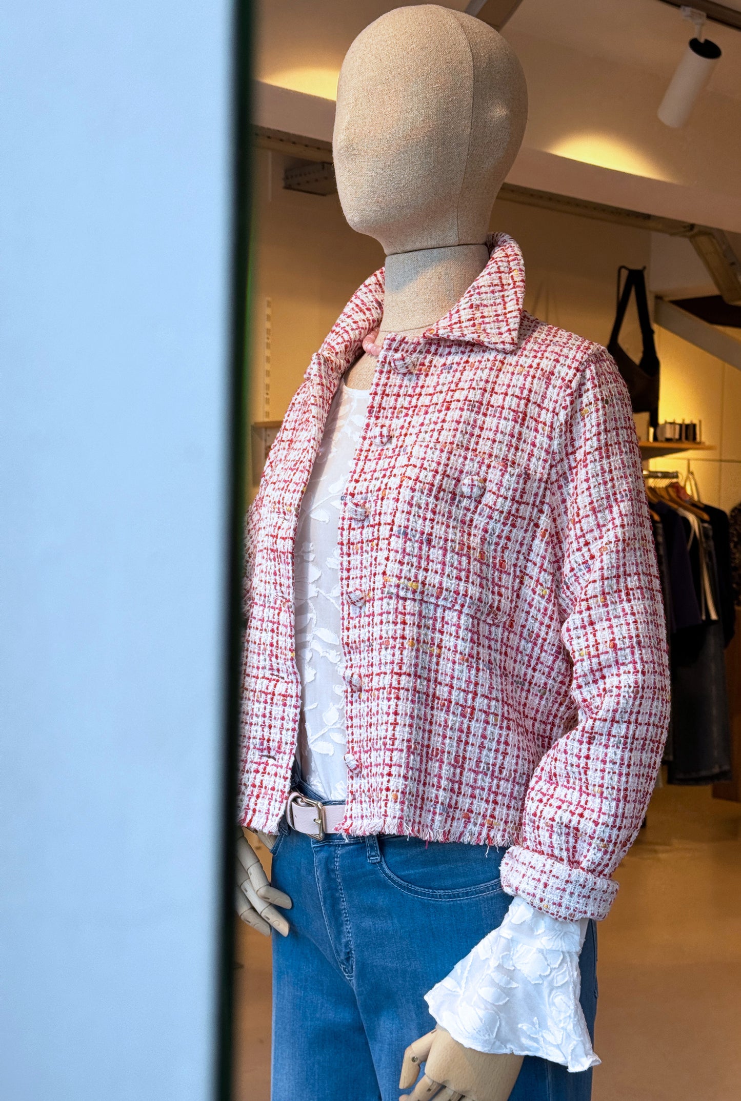 ANNA BLAZER MET RUIT RED DESSIN