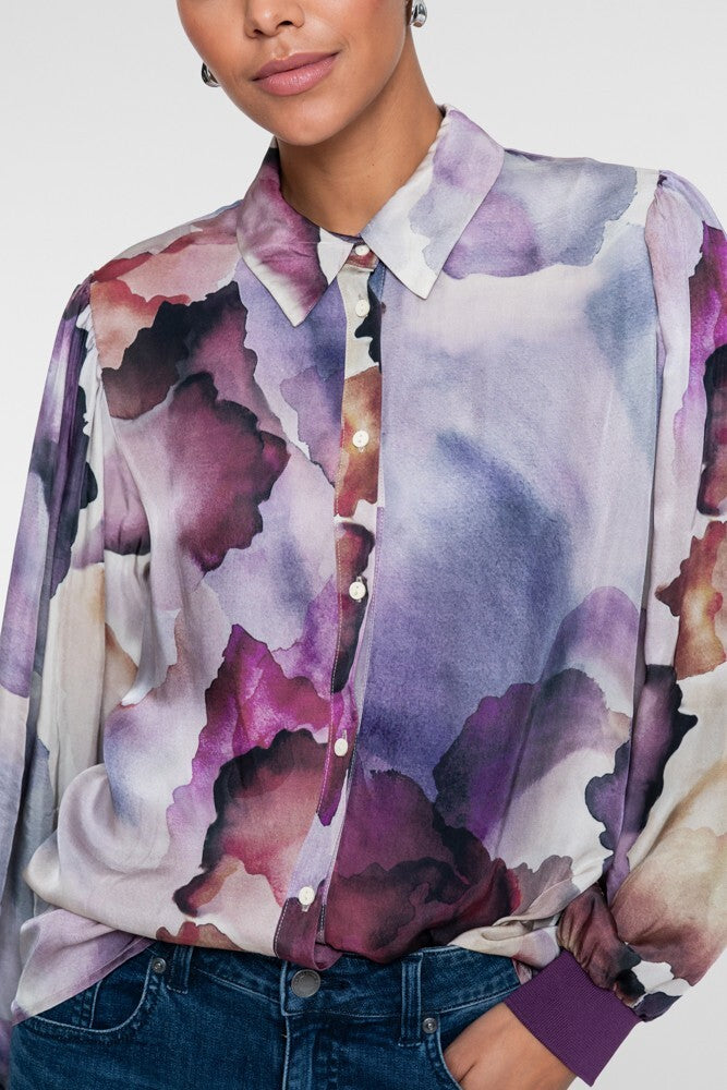 GEISHA BLOUSE ECRU/PURPLE