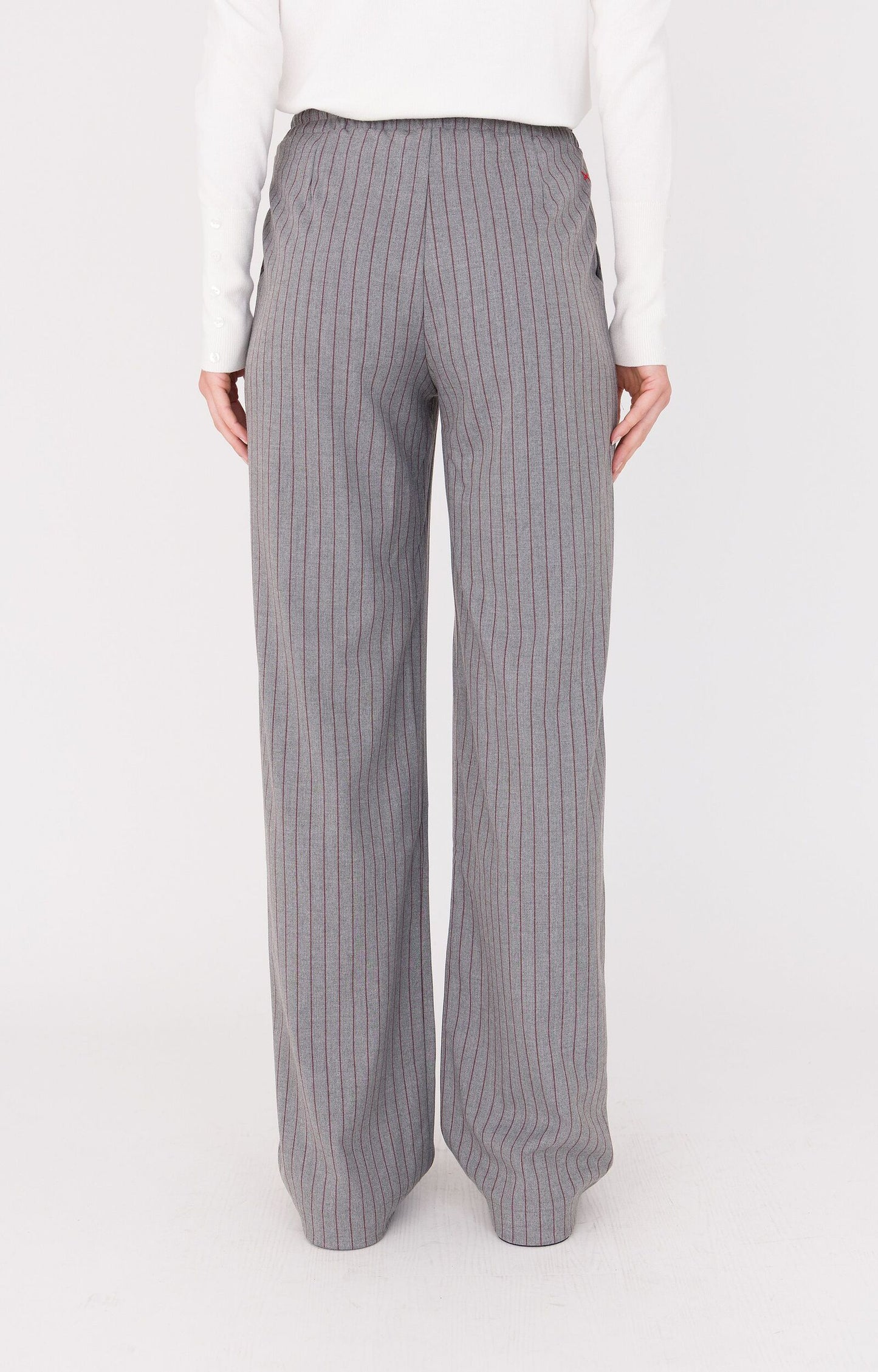 ANNA BLUE BROEK HOBEYLY MID GREY MELANGE STRIPE