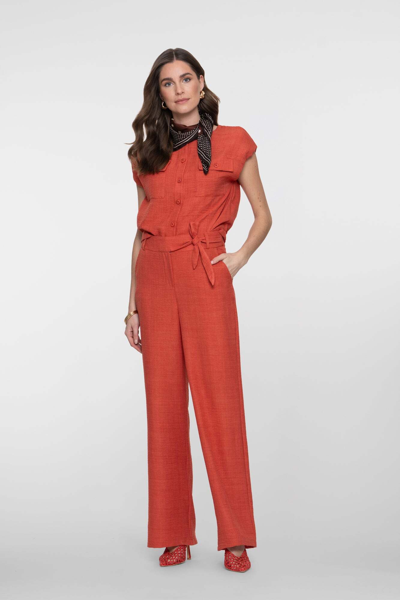 GEISHA BROEK LINNENLOOK BURNED ORANGE
