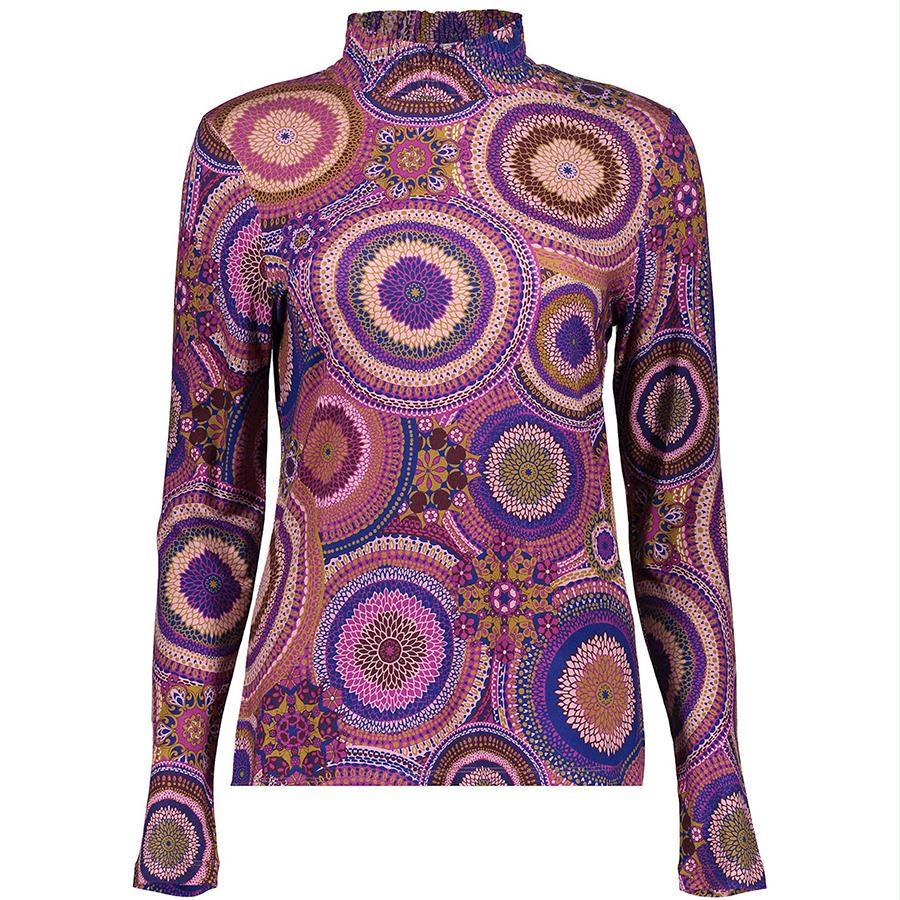 GEISHA TOP SMOCK MANDALA PRINT FUCHSIA