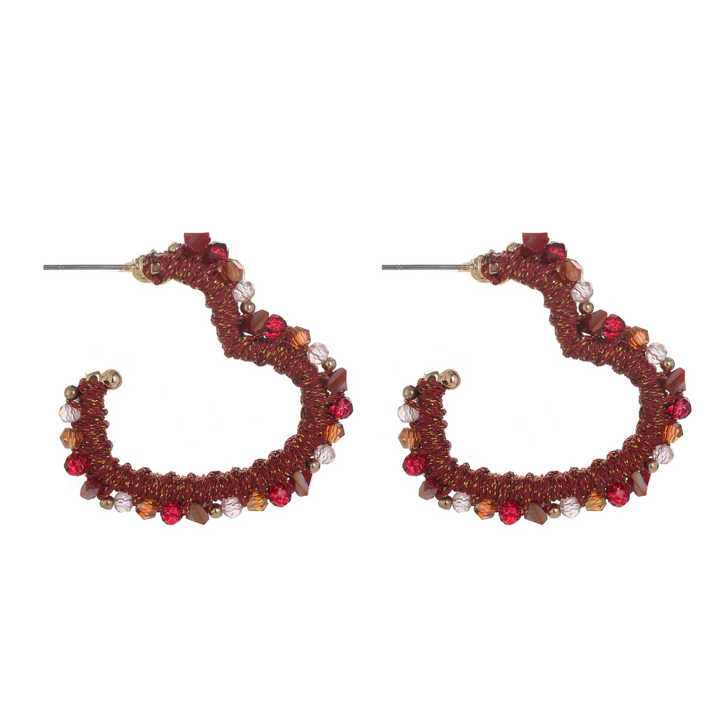 CANDY SWEET OORBELLEN HEART LUREX RED