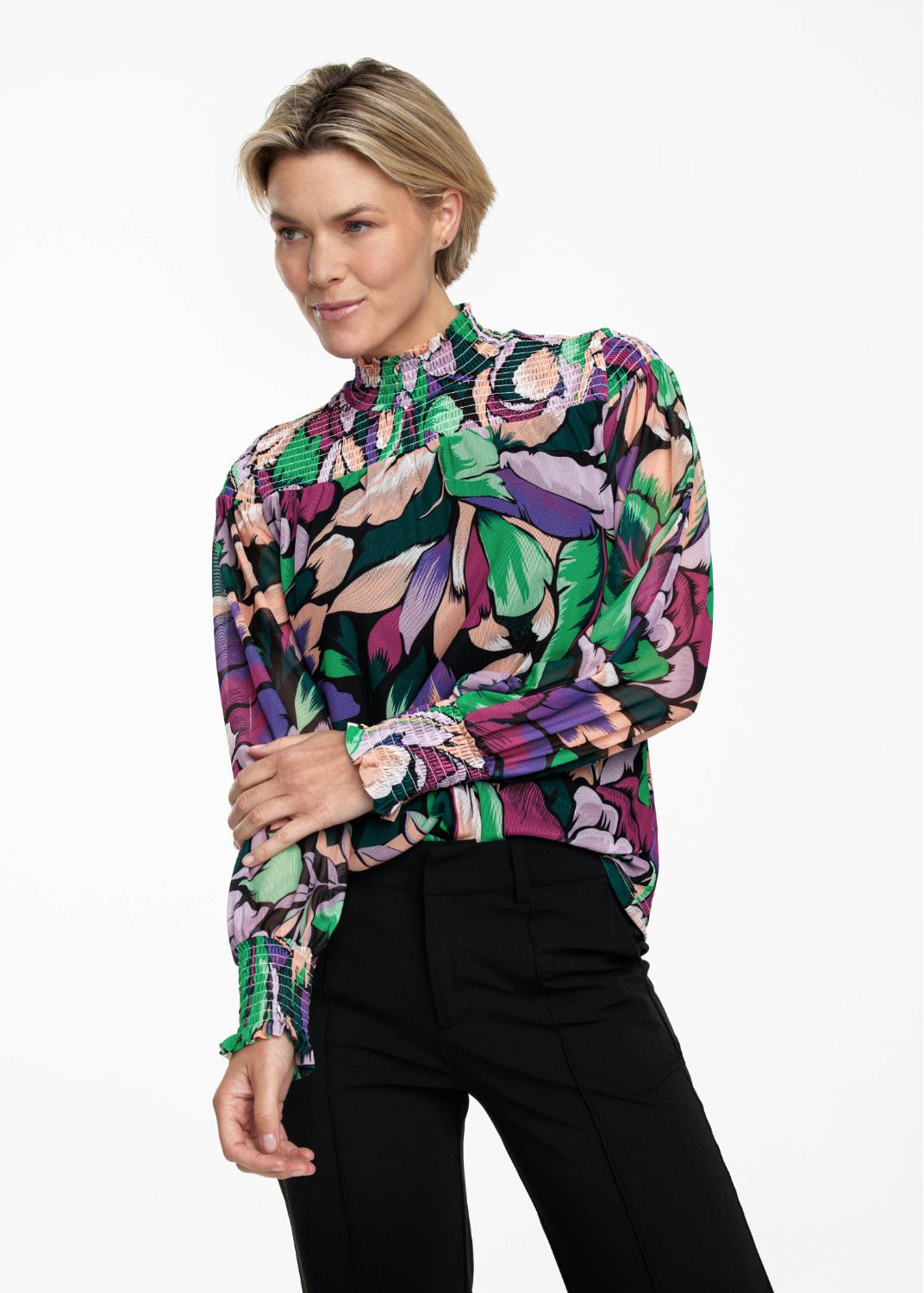 TRAMONTANA TOP MESH FLOWER FLASH MULTI COLOUR