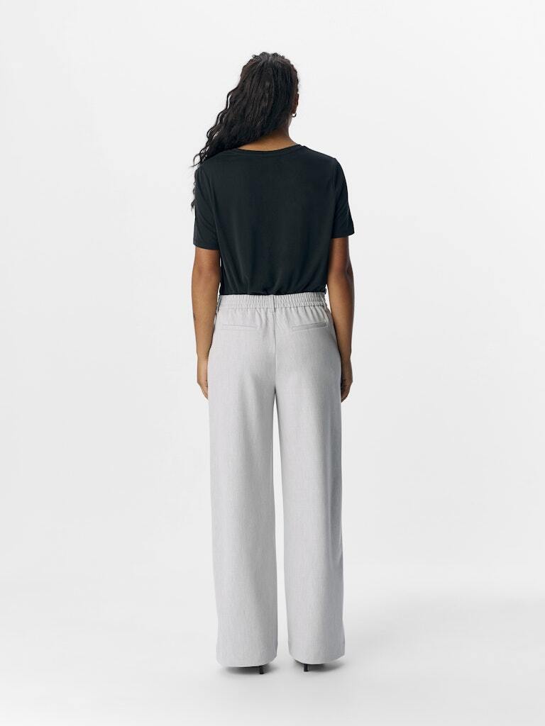 OBJECT BROEK LISA WIDE LIGHT GREY MELANGE