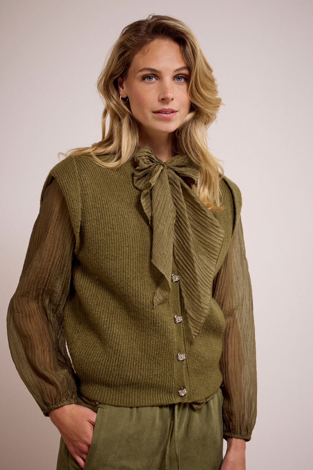 TRAMONTANA GILET BOUCLE MOSS MELANGE