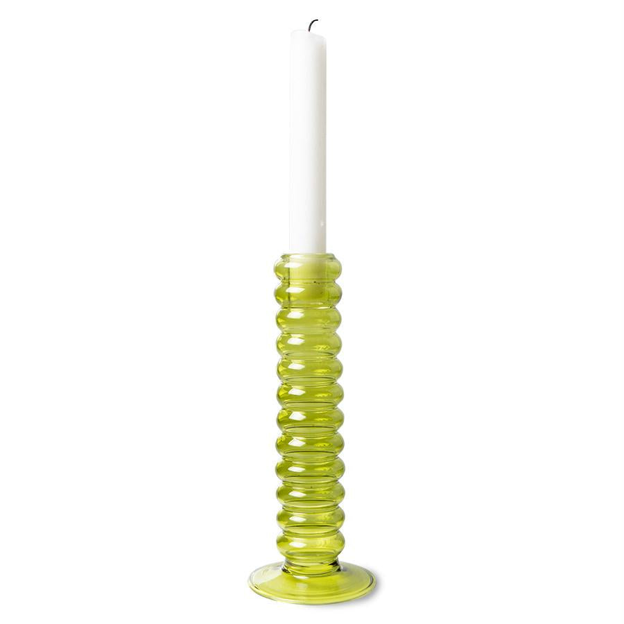 HK LIVING KANDELAAR GLASS LIME GREEN